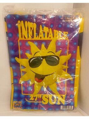 Rare Vintage Inflatable 27" SUN Party Summer Pool Tropical Beach Decor Rinco NOS